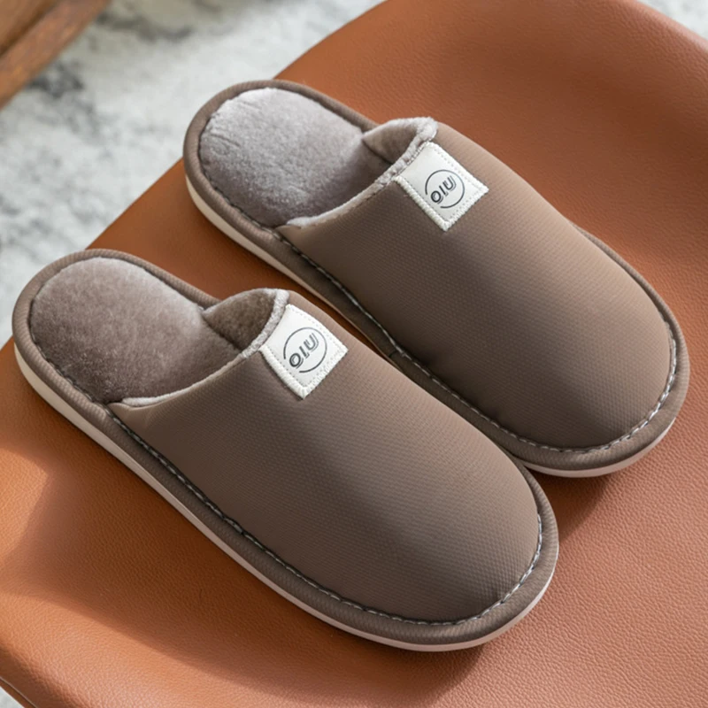 

Winter Woman Slippers Memory Foam Plush Slippers Warm Velvet Leather Slippers Non Slip Bedroom Slippers Comfy Shoes for Home