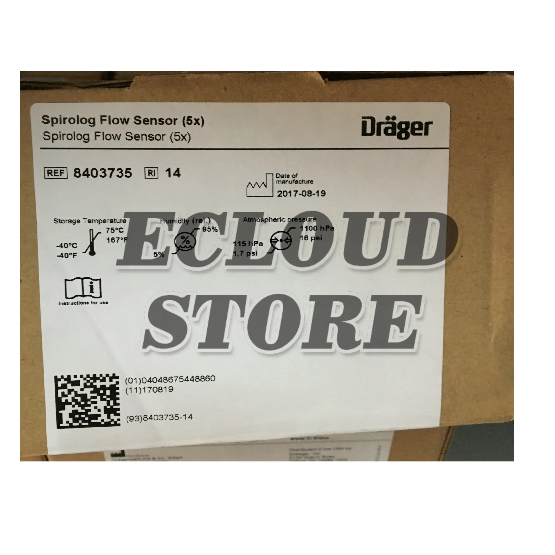 Dreger Oxylog 3000 PLUS/Oxylog 2000 plus Датчик потока 8403735 Spirolog Поликарбонат, дезинфицируемый 5 шт