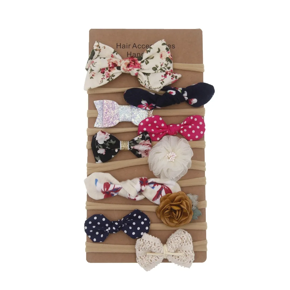 

baby headband Infant Girls hair bows Headwear Nylon Headband Flower Princess Elastic hair Band children Kids Hair Accessories