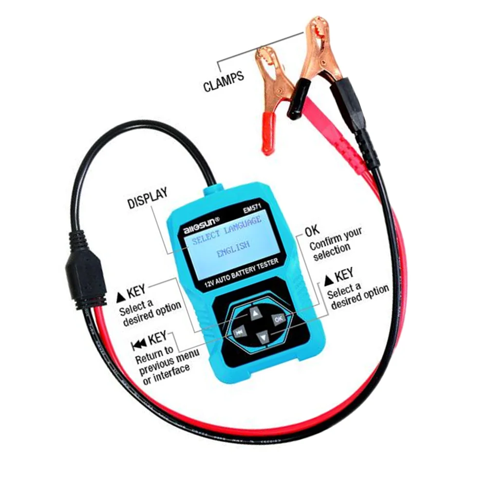 ALL-SUN EM571 12 в автомобильный тестер батареи 3 в 1 Многофункциональный контрольный метр Цифровой Анализатор диагностический