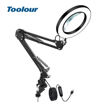 

Toolour 5X Illuminated Magnifier for Soldering Iron Repair/Table Lamp/Skincare Beauty USB 3 Colors LED Magnifying Glass Tool