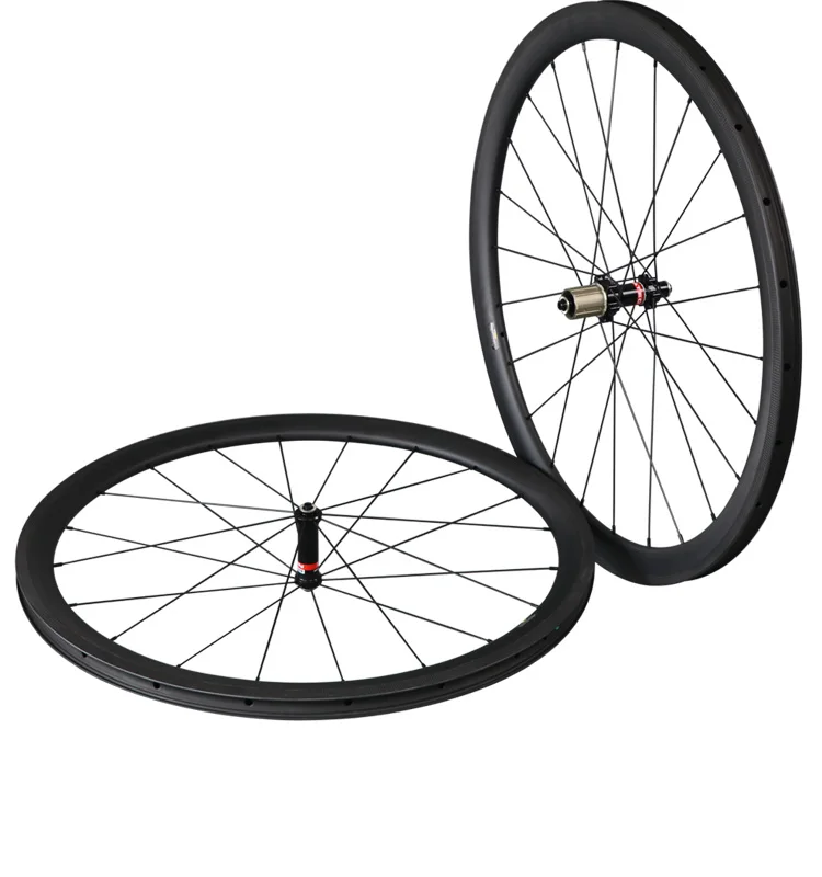 Flash Deal 700C carbon wheels China 40mm clincher road bike wheel with 25mm U shape rim Novatec straight pull hub Sapim CX-Ray spokes 1404g 12