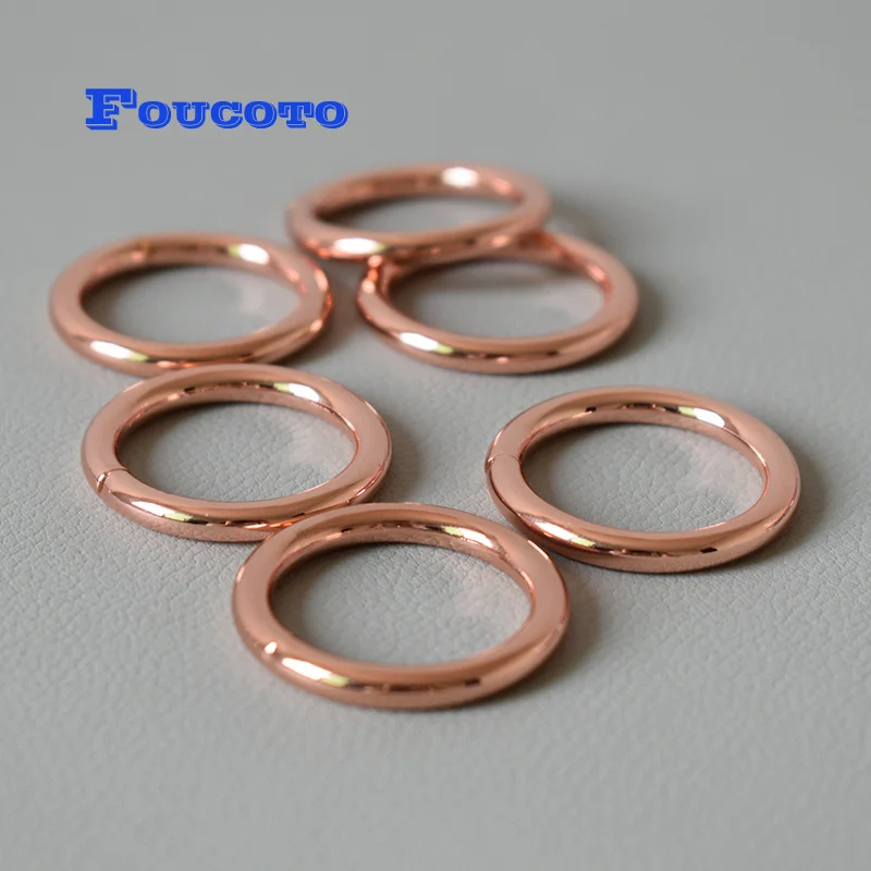 

200pcs/lot Metal buckle hardware O rings round wheel 25mm webbing rose gold for dog harness horse product bag sewing accessories