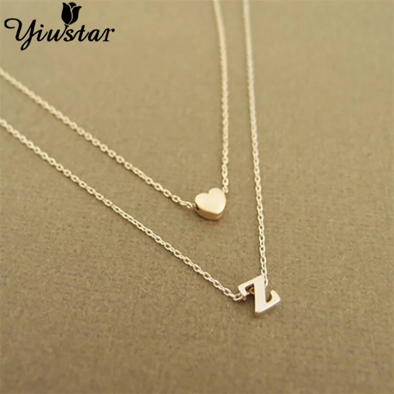Yiustar Tiny Heart Initial Choker Dainty Letter Necklace for Women Girls Pendant Jewelry Mother Daughter Necklace
