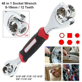 

Chrome Vanadium Steel Dog Bone Socket Wrench Mirror Polishing Multi-function Key-bolt Universal Spanner Suit for Car Repair
