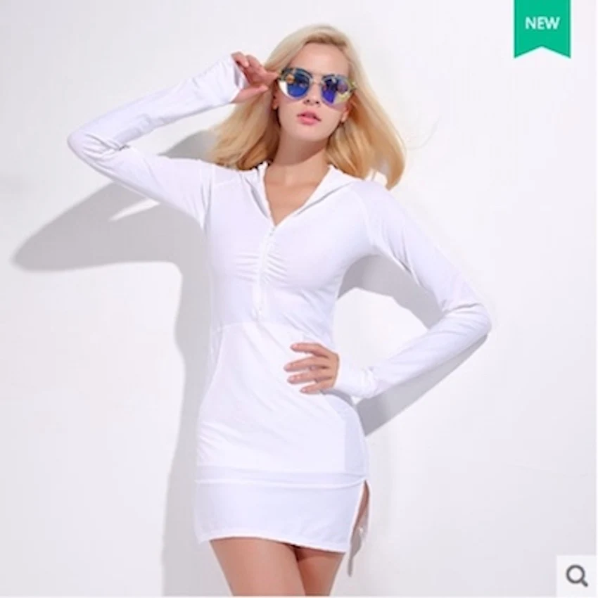 Sbart женская летняя одежда для отдыха быстросохнущая одежда для купания дышащая цельная Скрытая юбка с длинными рукавами солнцезащитный Купальник с капюшоном