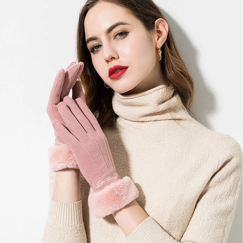 Классические Luvas De Inverno женские модные зимние уличные спортивные теплые перчатки варежки Eldiven однотонные розовые Guantes Femme