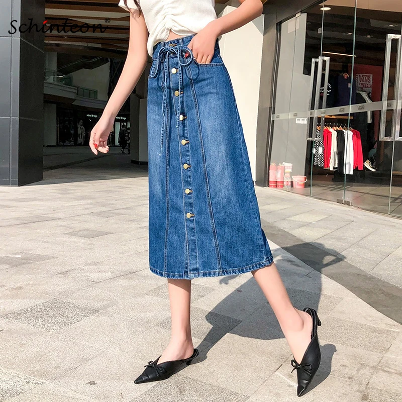 Schinteon Women Long Denim A Lined 