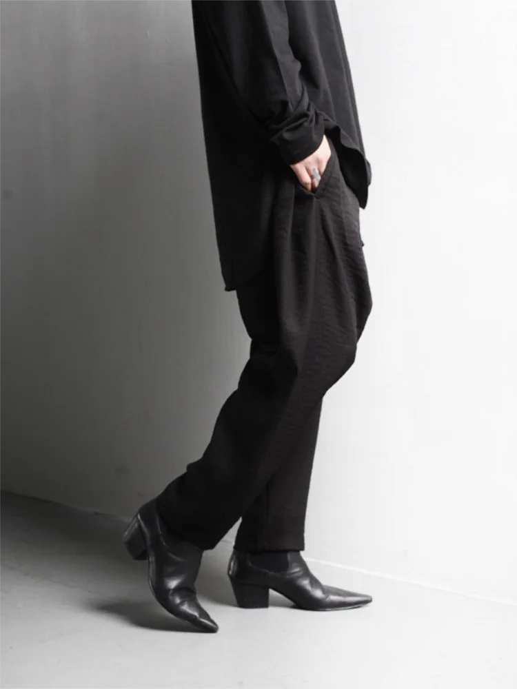Men's Hanging Crotch Pants New Casual Pleated Wrapped Pants Men's Elastic Waist Large Size To Resist Pants 