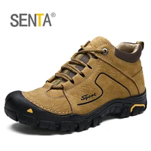 SENTA/Зимние плюшевые ботинки из натуральной кожи, сохраняющие тепло, для трекинга, альпинизма, скалолазания, противоскользящие, уличные, спортивные удобные ботинки