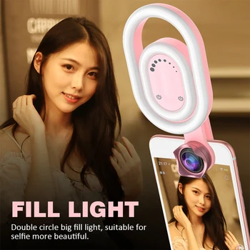 

Selfie Travel Photography With Lens Night Phone Fill Light Broadcasting USB Rechargeable Live Stream Wide Angle 52 LEDs Dimmable
