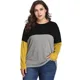 Blusa de manga larga para mujer, camisa holgada Multicolor con contraste, talla grande 5XL, 2021