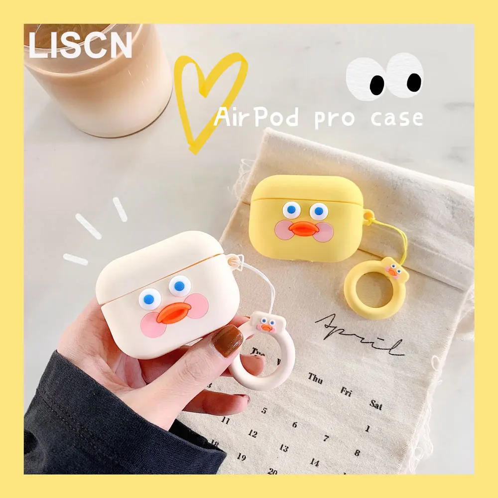 

Cute Cartoon Duck Earphone Case For Apple AirPods Pro Silicone Charging Headphone Protective Cover Case for Airpods 3 Pro 2019