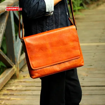 

Men's Bag Male Shoulder Messenger Bag Men Business Briefcase Soft Leather Large Capacity Travel Bags The First Layer of Leather