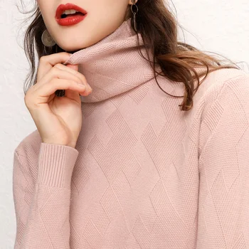 

zocept 2019 Women's Sweater Autumn Winter Warm Knitted Fashion Turtleneck Full Sleeve Pullovers Tops Female Knitwear Jumper ZC09