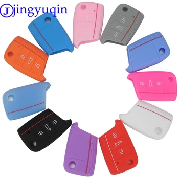 

20PCS 3 Buttons Silicone Folding Flip Key Cover Case for VW Golf 7 mk7 for Skoda Octavia A7 New Polo Key Portect Case colorful