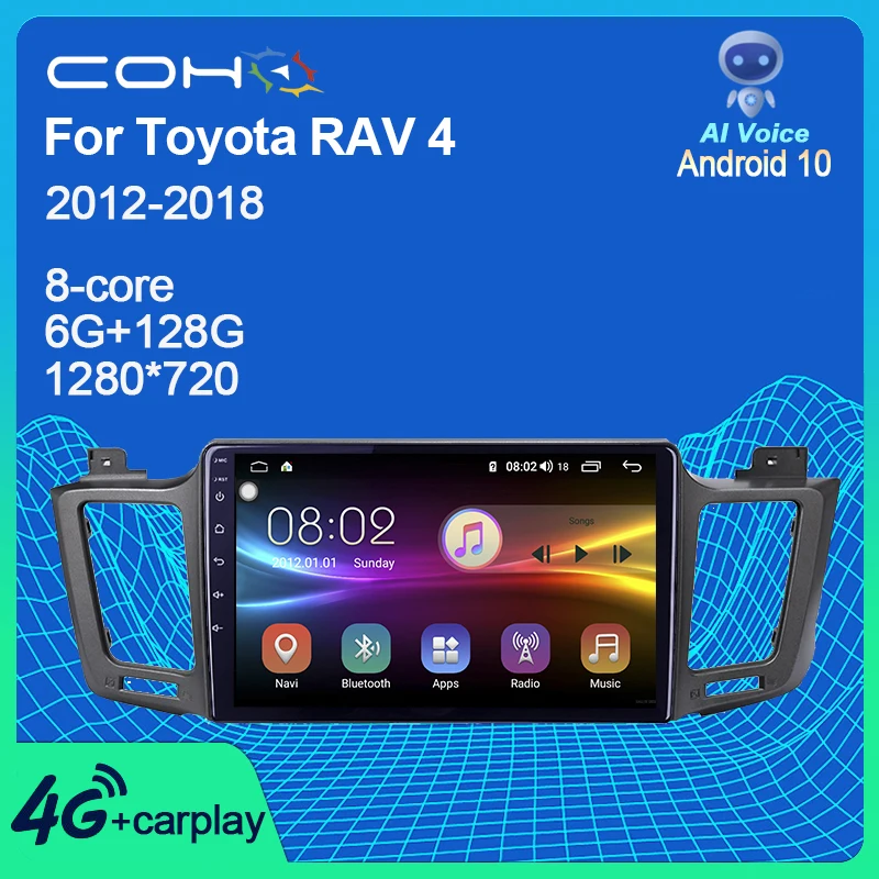 COHO для Toyota RAV4 2012-2018 автомобильный мультимедийный плеер стерео радио Android 10 6 + 128G Octa