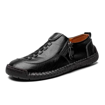 

Free Shipping Shoes Men Fashions Breathable Mens Loafers Leather Non-slip Man Shoes Leather Waterproof Mocassin Plus Size 38-48