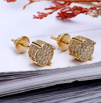 

Unique Design Rhinestone Crystal Punk Geometry Stud Earrings For Women Round Delicate Fashion Hip Hop Jewelry 2020 New Style