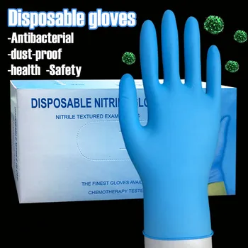 

100PCS Wear Resistance Nitrile Disposable Gloves Food Testing Household Cleaning Washing Gloves Anti-Static Gloves L XL