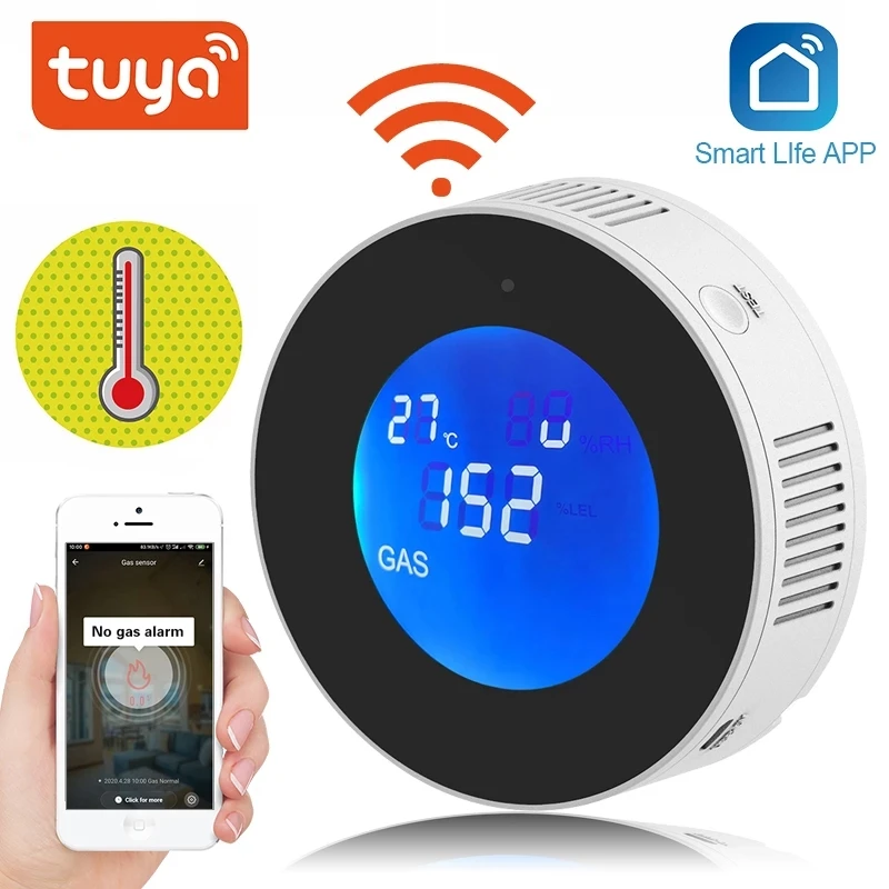 Tuya-Detector de fugas de Gas inteligente, inalámbrico, con Wifi, IPG, alarma de Gas Natural