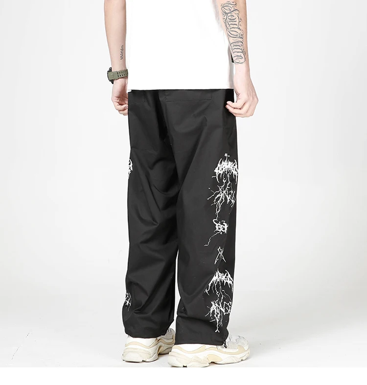 LENSTID Men Hip Hop Lightning Printed Baggy Joggers Pants Harajuku Streetwear Sweatpants Casual 2021 Summer Harem Track Trousers tan cargo pants