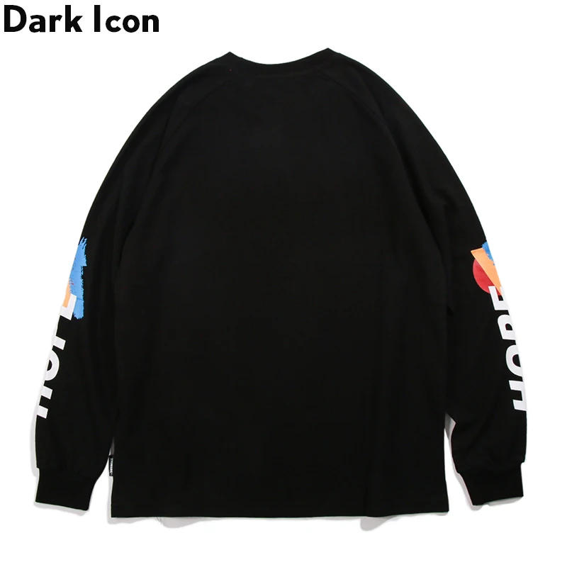 Футболка в стиле хип-хоп с надписью Dark Icon Hope, уличная модная футболка с длинным рукавом и круглым вырезом для мужчин и женщин, хлопковые футболки