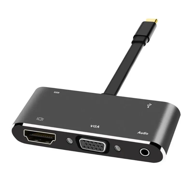 5 в 1 Многофункциональный USB концентратор TYPE-C к HDMI VGA 3,5 мм аудио USB3.0 PD конвертер компактный и портативный удобный для переноски