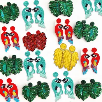 

Ladyfirsy Bead Leaf Bird Drop Earrings 2019 Bohemian Charm Fashion Wedding Travel Sequin Dangle Earring Accessories Wholesale