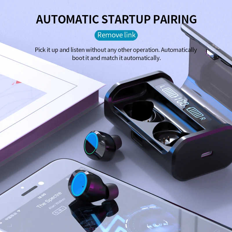 Nasin G08 Bluetooth Earphone TWS Touch Control Business Bluetooth Headset Wireless LED Power Display Earbuds With Mic Handsfree
