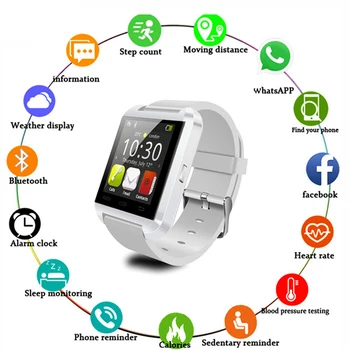 

New Smartwatch Bluetooth For IOS Android Smart Phone Sleep Monitor Fitness Tracker Clock Wearable Device Sport Smart Watch U8