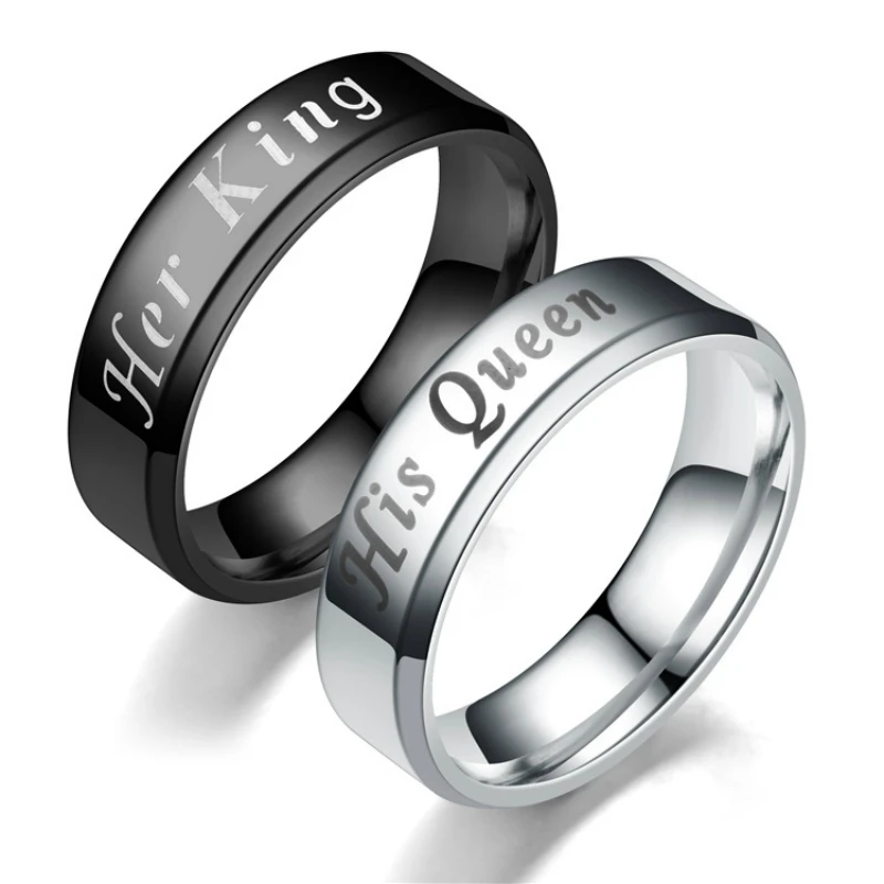

2019 Couples Rings Black Silver Men Accessories Black Crown Her King His Queen Stainless Steel Couple Ring Accessories