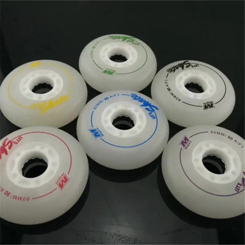 8 Pcs/lot 90A F1 LED Flash Inline Skates Wheel, 72mm 76mm 80mm F1 For SEBA for Powerslide for RB Roller Skate Wheels