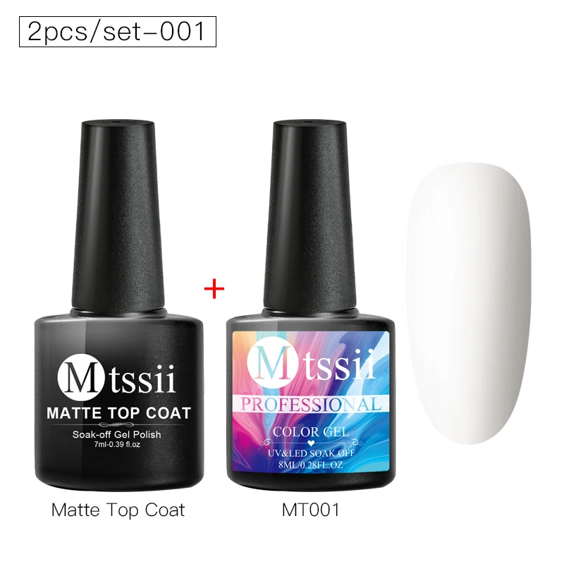 Mtssii, 2 шт, Матовый УФ набор гель-лаков для ногтей, чистый цвет, матовое верхнее покрытие, впитывается, дизайн ногтей, Гель-лак, лак для маникюра - Цвет: HHZH06895