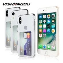YISHANGOU кредитный держатель для карт, прозрачный чехол для iPhone 11 Pro Max 7 8, мягкая задняя крышка из ТПУ для iPhone 6 6S Plus X XR XS Max