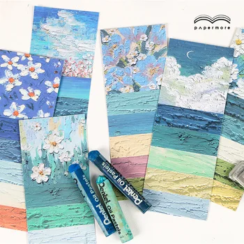 

Kinbor 10sheets/set Sticker Set Oil Painting Landscape Series DIY Stickers Ins Style Scrapbooking School Suppliers Stationery