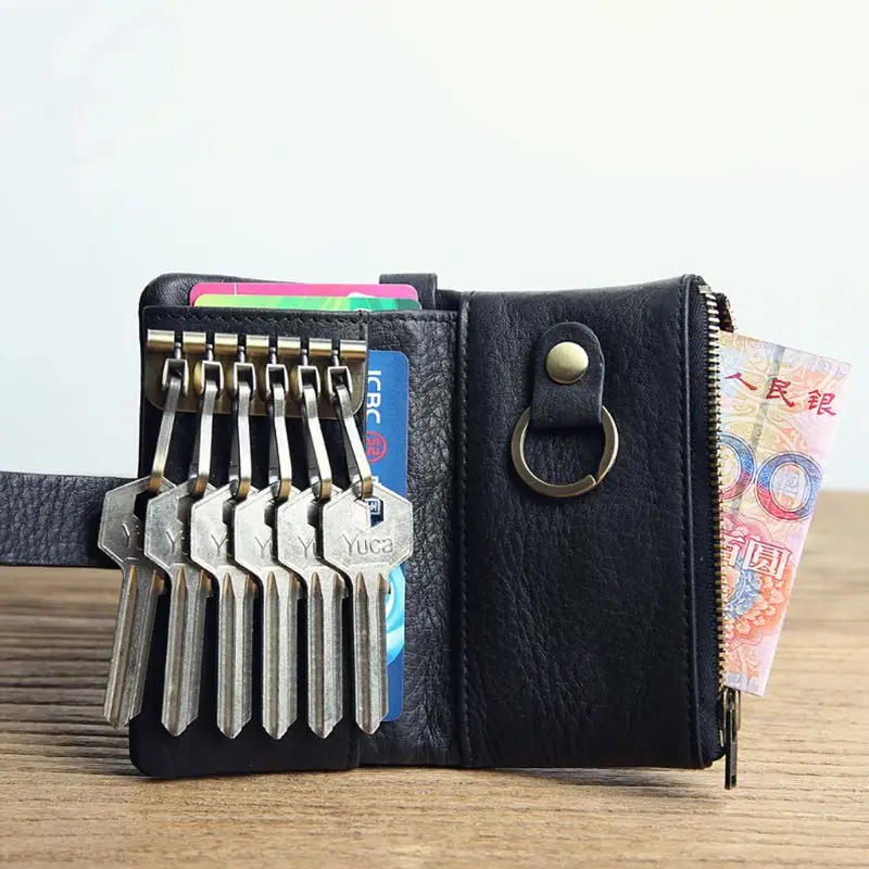 Мужской кожаный Длинный кошелек ID кредитный держатель для карт брелок сумка кошелек сумочка U50C