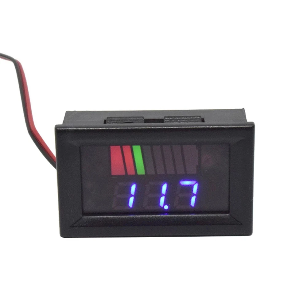 Battery Tester Digital Voltmeter Car Digital Gauge 0.56Inch Red Blue LCD Digital Voltmeter 12V 60V 72V Battery Capacity Indicator Lead Acid Power Car Motorcycle Voltage Tester