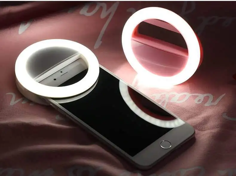 Мобильный телефон, заполняющий свет, украшенный автоспуском, светодиодный светильник, заполняющий свет, полезный продукт, маленький Q зарядка USB, круговое кольцо с зажимом