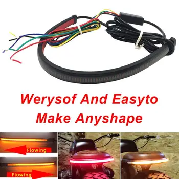 

Dropshipping Motorcycle Light Bar Strip Tail Brake Stop Turn Signal License Plate Light IP67 Integrated LED Red Amber Color