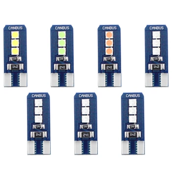 

10Pcs Auto Car LED T10 CANBUS 194 W5W 6 Smd 3030 License Plate Lights White Dome Interior Map Light Bulbs for Error Free Reading