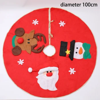 

100cm Christmas Tree Skirt Floor Mat Cover Xmas Party Decor Double Non-woven Fabric Christmas Tree Skirt