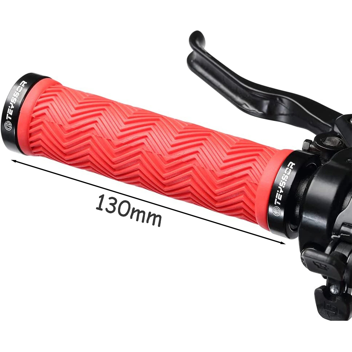 Teyssor Mountain Bike Grips Double Lock on, Non-Slip Shock Absorbing Bicycle Handlebar Grips 130mm for MTB Downhill