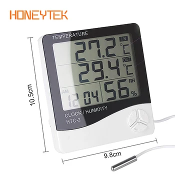 

Multifuncti LCD Digital Temperature Humidity Meter Indoor Outdoor hygrometer thermometer Home Weather Station with Clock