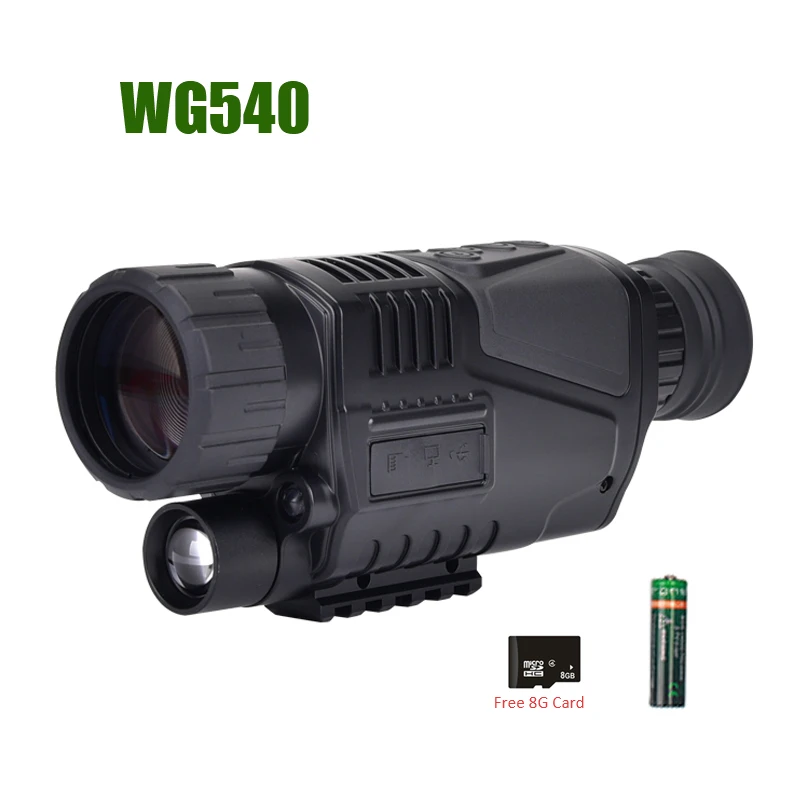 WG540 инфракрасные цифровые Монокуляры ночного видения с 8G tf-картой полный Темный 5X40 200 м Диапазон охотничий Монокуляр оптическая система ночного видения