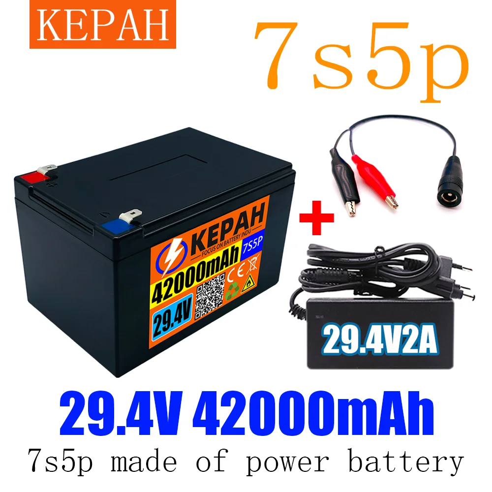 100% Power battery 7s5p 24V 42ah pack 500W 29.4V 42000mah wheelchair electric bicycle lithium ion + 2A charger | Электроника