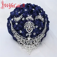 WifeLai-A 21 см ручной работы розы атласные свадебные цветы роскошные свадебные букеты хрустальный свадебный букет W287