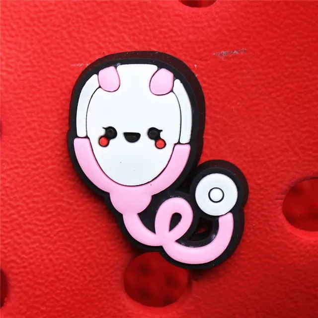 Single Sale 1pcs Medical Supplies PVC Shoe Charms Cute Stethoscope Syringe Shoe Buckle Decoration Jibz fit Croc Kids X-mas Gifts U172-1