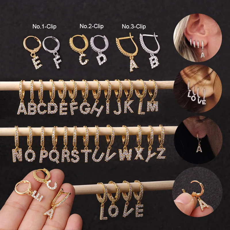 

Feelgood 10pcs Classic Hoop With Cz 26 English Initial Letter Alphabet Cartilage Helix Lobe Hoop Earring Ear Piercing Jewelry