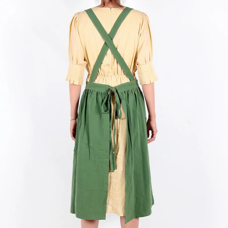 WEEYI Women Cotton Linen Bib Apron Japanese Style Sleeveless Pinafore Home Kitchen Coffee Florist Aprons Dress постельное бельё